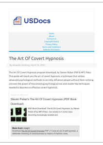 The Art Of Covert Hypnosis Pdf E-Book