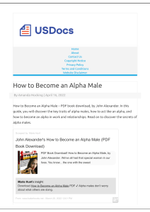 How to Become an Alpha Male Pdf E-Book
