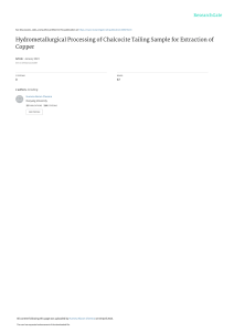 HydrometallurgicalProcessingofChalcociteTailingSampleforExtractionofCopper