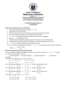 1st Periodic Test - Math 9
