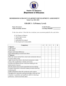 HOMEROOM GUIDANCE LEARNER’S DEVELOPMENT ASSESSMENT (Grade 1-3) - 