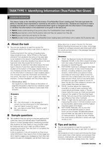 Academic Reading task Teacher's notes