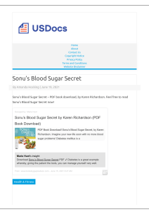 Sonu’s Blood Sugar Secret Pdf E-Book