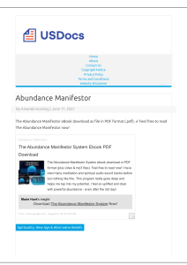 Abundance Manifestor PDF E-Book