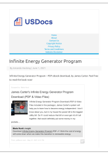 Infinite Energy Generator PDF E-Book