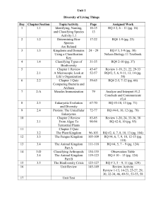 Biology Course Schedule: Diversity of Living Things