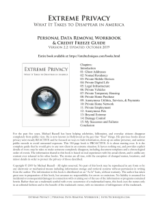 Extreme Privacy Personal Data Removal Workbook and Credit Freeze Guide