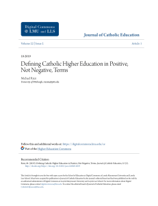 Catholic Higher Education: Defining Positive Terms