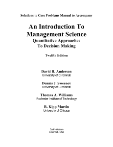 Management Science Solutions Manual