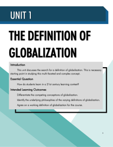 Globalization Definition: Unit 1 - Social Sciences