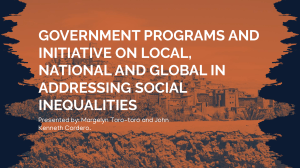 Government programs and initiative on local, national and global in addressing social inequality 