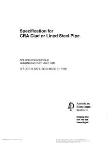 API 5LD 2nd Edition 1998 Specification for CRA Clad or Lined Steel Pipe