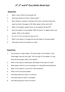 5th and 6th Class Maths Quiz