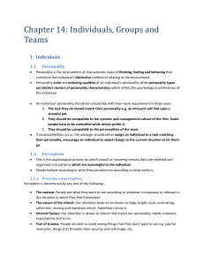 Chapter 14 Individuals, Groups and Teams