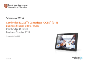 IGCSE Business Scheme of Work