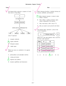 biochemistry regents practice questions