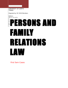 PERSONS AND FAMILY RELATIONS LAW First S