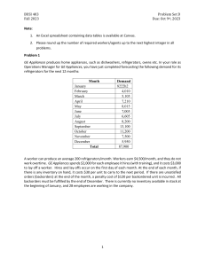 Aggregate Planning Problem Set