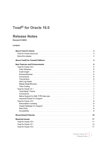 ToadForOracle 16.0 ReleaseNotes