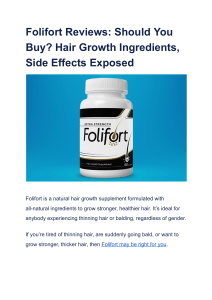 Folifort Reviews  Should You Buy  Hair Growth Ingredients, Side Effects Exposed