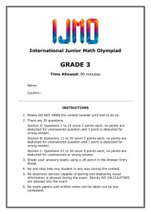 IJMO - International Junior Math Olympiad, Grade 3