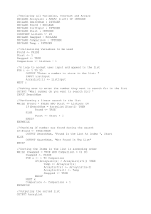 Linear Search   Bubble Sort