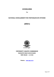 Guidelines NATIONAL SCHOLARSHIP FOR POSTGRADUATE STUDIES UGC 2324