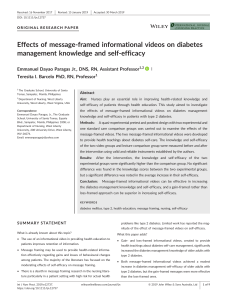 Effects of message‐framed informational videos on diabetes management knowledge and self‐efficacy
