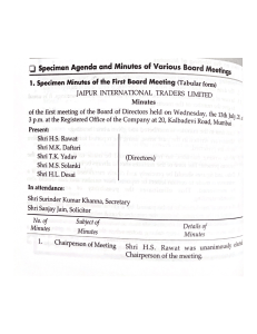 Board Meeting Minutes Sample | Corporate Governance