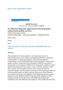 An efficient diagnosis approach for bearing faults using sound quality metrics