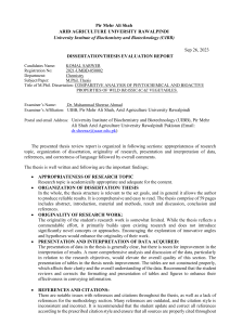 M.Phil. Thesis Evaluation Report: Brassicaceae Analysis