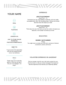 Creative resume designed by MOO