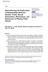 Same Gaming- An Exploration of relationships between gender traits, sexual orientation, motivations and enjoyment of playing video games