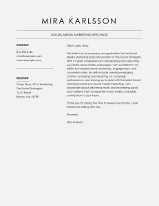 Social media marketing cover letter
