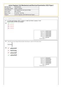 Junior Engineer Exam Paper 2023 - Mechanical Paper I