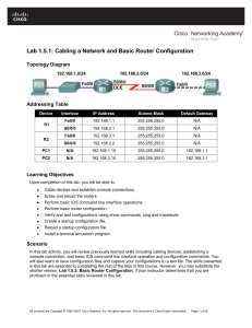 Cabling & Router Configuration Lab Guide