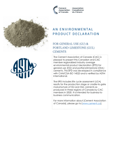 Cement Association of Canada - EPD for General use and Portland-Limestone Cements