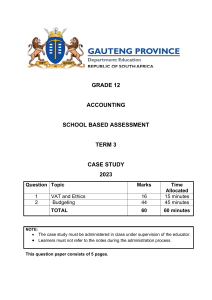 Accounting Grade 12 Case Study 2o23