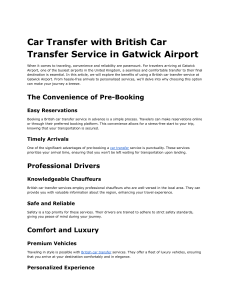 Car Transfer with British Car Transfer Service in Gatwick Airport