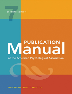 APA Publication Manual 7th Edition by American Psychological Association