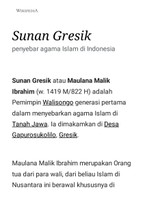 Sunan Gresik - Wikipedia bahasa Indonesia, ensiklopedia bebas