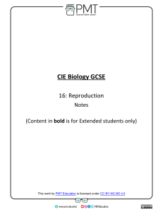 GCSE Biology Reproduction Notes