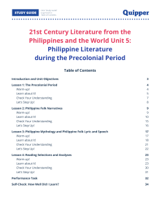 Literature Unit 5 Philippine Literature during the Precolonial Period