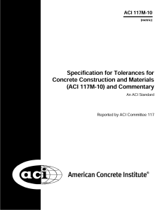 ACI 117M-10 Specification for Tolerances for Concrete Construction and Materials and Commentary - Metric