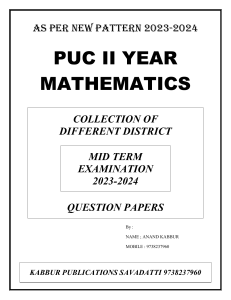 Maths PU2 Mid Term ALL district QP