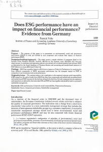 Does ESG performance have an impact on financial performance？Evidence from Germany