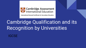 IGCSE Cambridge Recognition  Workshop for International classes
