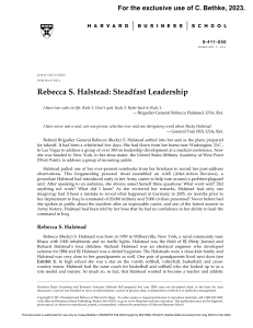 Rebecca S. Halstead: Steadfast Leadership Case Study