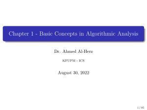 231ICS353 Basic Concepts in Algorithmic Analysis (1)