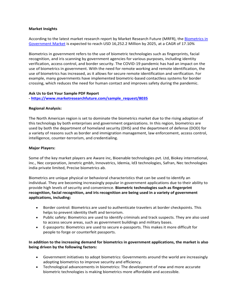 Biometrics in Government Market